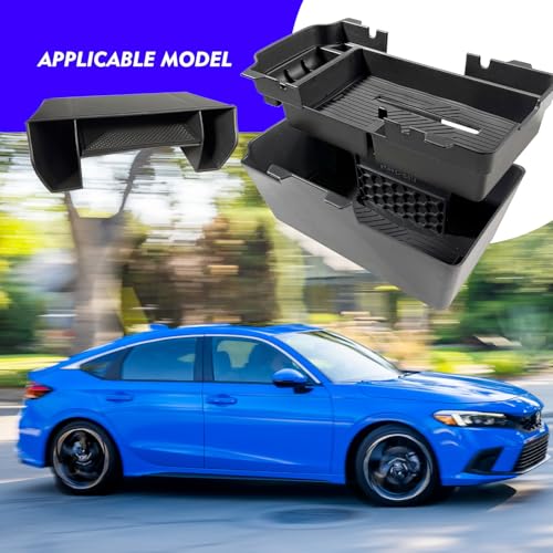 2025 2026 Civic Double Center Console Organizer Tray for 2022-2026 Honda Civic 11th Gen Sedan Hatchback LX EX Sport 2025 Accessories Civic 2026 Central Console Organizer Insert Tray(2pcs) - style: Double Box-2pcs