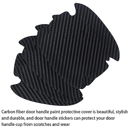 AUCELI Car Door Handle Scratch Protectors, 8 PCS Carbon Fiber Texture Anti-Scratches Bowl Sticker, Non-Marking Car Door Handle Cup Protective Film, Universal Door Handle Paint Cover Guard Sticker