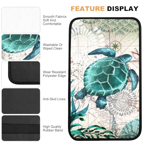 Universal Car Center Console Cushion Pad,Sea Turtle 2 Car Armrest Pad Car Armrest Seat Box Cover Protector for Most Vehicle, SUV, Truck, Car - color: Sea turtle 2