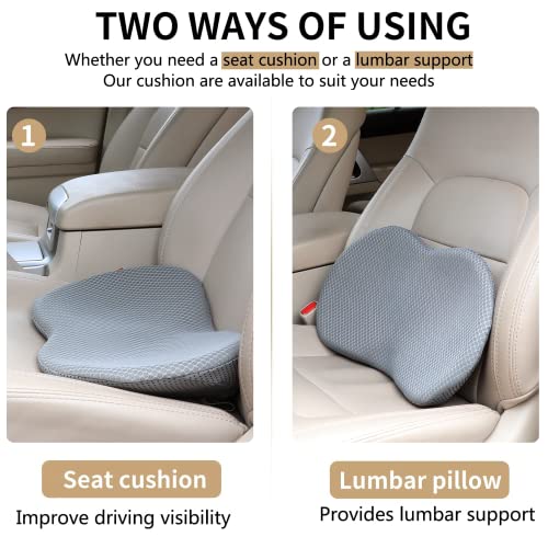 Livtribe Car Seat Cushion - Memory Foam Car Seat Pad - Sciatica & Lower Back Pain Relief - Car Seat Cushions for Driving - Road Trip Essentials for Drivers(Gray) - color: Gray