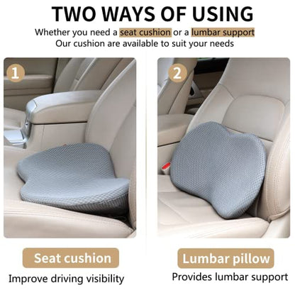 Livtribe Car Seat Cushion - Memory Foam Car Seat Pad - Sciatica & Lower Back Pain Relief - Car Seat Cushions for Driving - Road Trip Essentials for Drivers(Gray) - color: Gray