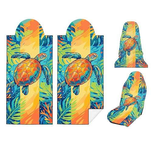 2 Pack Car Seat Towel Covers, Sweat-Proof Microfiber Seat Protectors for Gym, Running, Beach & Workout, Breathable Quick-Dry, Machine Washable, Multicolor Sea Turtle Print, Universal Fit - color: Multicolor Sea Turtle