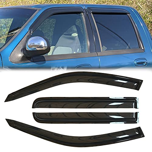 4pcs Original Shatterproof Rainproof Side Window Wind Deflectors for F-150 01-03,Outside Mount Rain Guard Sets,Window Visors for Cars,Vent Deflector for 2001-2003 Ford F-150 Crew(SuperCrew) Cab 94949 - size: for 2001-2003 Ford F-150