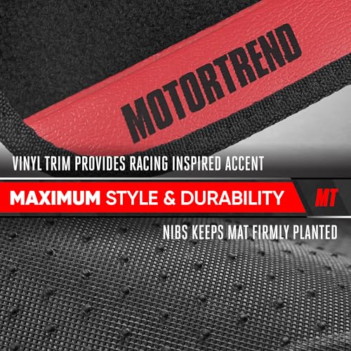 Motor Trend SpeedSeries Carpet Car Floor Mats Set - Versatile Fit for Cars, Trucks, SUVs, Vans Red Trim Racing Design Car Mat Full Set Tapetes para Carro - Set of 4, Black & Red Car Carpet Mats - color: Speed Series-Red