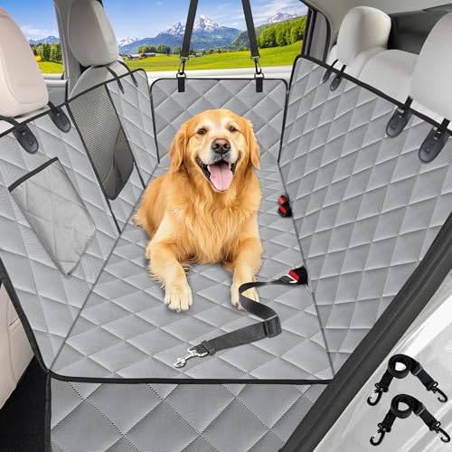Kytely Dog Car Seat Cover for Back Seat,Waterproof Hammock with Mesh Window, Anti-Scratch Nonslip Car Seat Protector for Dogs, 600D Heavy Duty Dog Seat Cover for Cars Trucks and Suvs Gray - color: Gray, size: Standard Regular