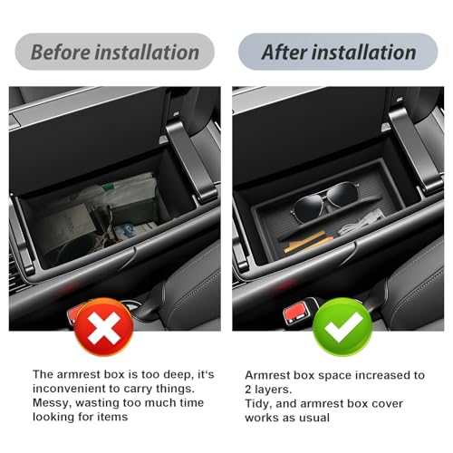 SKTU 2-Pack 2023 2024 2025 2026 Lexu s RX350 Center Console Organizer for 2023-2026 Lexu s RX350/RX450h/RX500h Console Tray 2023 2024 2025 2026 RX350 Accessories with Sunglasses Holder [Double Layers] - color: 2Pcs 2023-2026 RX