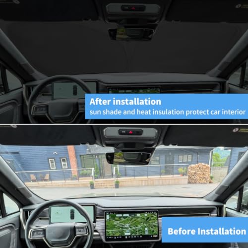 Windshield Sun Shade for 2026 2025 2024 2023 2022 Rivian R1S Custom Fit Window Sunshade SUV Accessories Fodable Sun Visor UV Protector Shade Heat Shield Cover - size: X. for Rivian R1s 2022-2025 2026