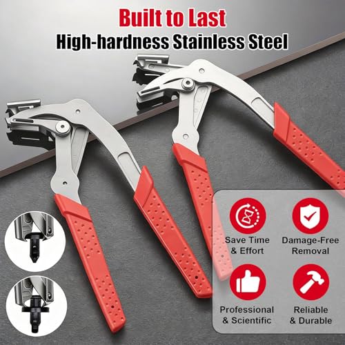 Car Clip Pliers & Trim Removal Tool,Spring-Loaded Fastener Remover Tool with Non-Slip Grip,Professional Multi-Functional Panel Removal Pliers for Car Interior, Door Panel Disassembly Without Damage