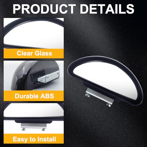 Blind Spot Mirror Adjustable 360 Degree Car Side Mirror, HD Glass Rear View Mirror Exterior Accessories for Car SUV Frame Thickness Less than 5MM - style: Single (Clamp Mount)