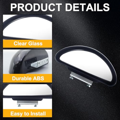 Blind Spot Mirror Adjustable 360 Degree Car Side Mirror, HD Glass Rear View Mirror Exterior Accessories for Car SUV Frame Thickness Less than 5MM - style: Single (Clamp Mount)