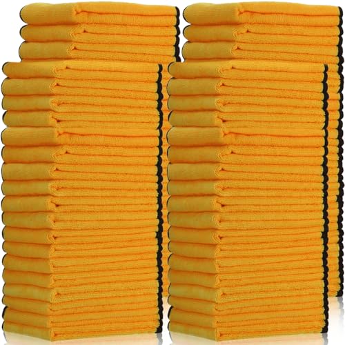 Tallew 80 Pcs Microfiber Towels:16"x16" Microfiber Drying Towels Bulk Micro Fiber Car Cleaning Cloth for Cars Drying Washing Polishing Office Windows Cleaning Household Supplies (Yellow) - color: Yellow