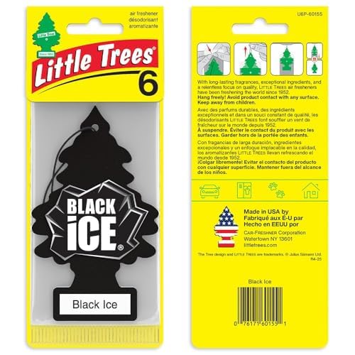 LITTLE TREES Car Air Freshener | Hanging Tree Provides Long Lasting Scent for Auto and Home | Black Ice, 24 Air Fresheners - color: Black Ice