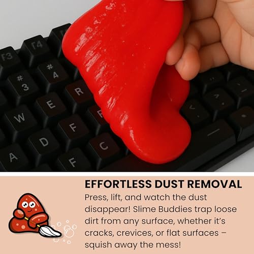 Slime Buddies Cleaning Slime | (3 Pack) 1 Lemon, 1 Apple, 1 Strawberry Scented Car Cleaning Gel | Car Interior, Cup Holder, & Keyboard Detailing Tool | Reusable Putty for Loose Dust & Dirt - color: 03 Pack Variety