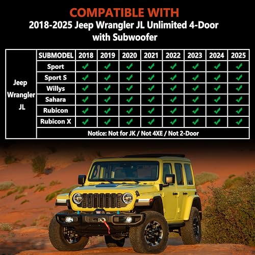 KARPAL Floor Mats & Cargo Liner for 2018-2025 2026 Jeep Wrangler JL Unlimited 4-Door with Subwoofer (Not for JK/4XE), All Weather TPE Custom Fit Floor Liners Car Mats Accessories - style: 2018-2026 | For Jeep JLU | Upgraded Combo Set