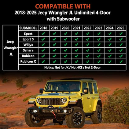 KARPAL Floor Mats & Cargo Liner for 2018-2025 2026 Jeep Wrangler JL Unlimited 4-Door with Subwoofer (Not for JK/4XE), All Weather TPE Custom Fit Floor Liners Car Mats Accessories - style: 2018-2026 | For Jeep JLU | Upgraded Combo Set