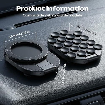 2026 New 3 in 1 Ultra Magnetic Suction Mount,Upgrade Maglock Suction Cup Phone Mount, 360° Rotatable Phone Holder Stand with 18 Strong Suction Cups for Home Office Kitchen & Bathroom (1)