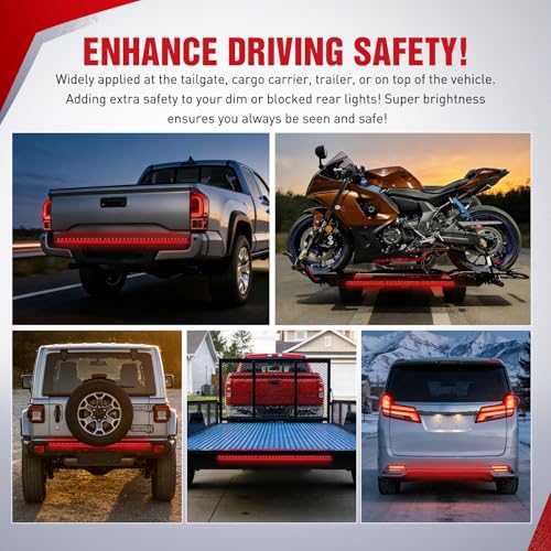 Nilight 60" Truck Tailgate Light Bar 108 LED Single Row Light Strip with Red Running Brake Lights Turn Signal White Reverse Light, 2 Years Warranty - color: 60" Tailgate Light Strip