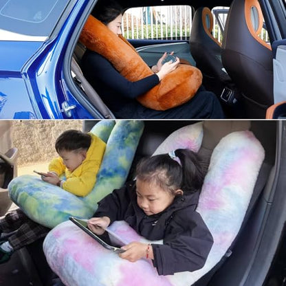 FHSGGP Travel Pillow Car Travel Sleep Support Pillow 2-in-1 Lap Pillow and Car Pillow with Neck and Body Support for Adults and Kids on Long Trips Kids Travel Pillow Black - color: E-black