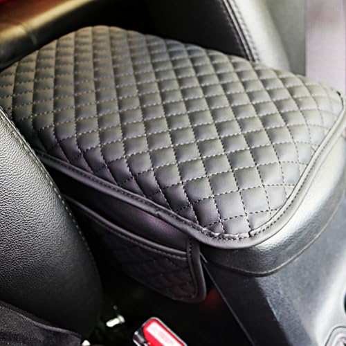 KAELTHAS Comfortable Car Center Console Cushion Armrest Dog Cat Paws Protect Cover Non-Slip with 2 Storage Bags for Cars SUVs CUVs Interior Accessories (Black, Mid-Size) - color: Black, size: M - 12.6 * 8.3 inches