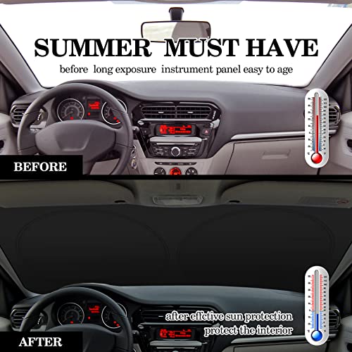 Windshield Sun Shade Foldable Car Front Window Covers for Car Accessories Sun Heat UV Rays Visor Protector Protection for Universal Cars SUV Truck (Solid Black) - style: Solid Black