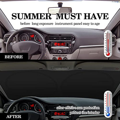 Windshield Sun Shade Foldable Car Front Window Covers for Car Accessories Sun Heat UV Rays Visor Protector Protection for Universal Cars SUV Truck (Solid Black) - style: Solid Black