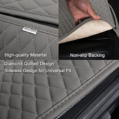 West Llama Pu Leather Car Seat Bottom Covers Protectors Include 1 Pair Front Driver Seat Pad Mat and 1 Rear Bench Cover Universal Fit 90% Vehicles,Gray - color: A-Gray, size: Universal Fit - Full Set