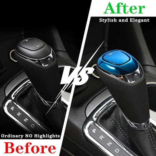 TOMALL Stainless Steel Car Gear Shift Knob Cover Compatible with Chevy Equinox 2018-2020 Malibu XL 2016-2020 Cruze 2017-2019 Shifter Panel Trim Gear Lever Cover for Car Accessories (Blue) - color: Blue