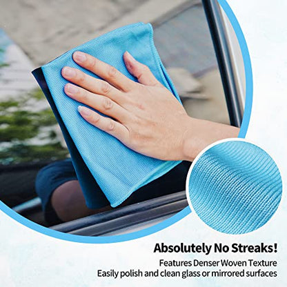 Microfiber Glass Cleaning Cloth - 10 Pack Polishing Cloths, 16" x 14" Window Cleaning Towel, Streak Free, Lint Free, Great for All Delicate Surface, Glasses, Stainless Steel, Windshield. - color: Blue, size: 10 Pk-16" X 14"