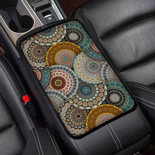 Bohemian Universal Armrest Cover Pad, Car Center Console Cushion Pad, Protect from Pet Claws, Dirt, and Sticky Fingers, Comfortable Car Decor Accessories Fit for Most Cars, Vehicles, SUVs - color: Bohemian