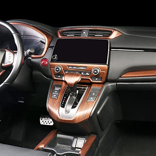 for CRV 2017-2021 Air Conditioning Knob Climate Control Module Panel ABS Peach Wood Grain Center Console CD Panel Cover Trim Sticker for Honda CRV CR-V 2017 2018 2019 2020 2021(Not Fit for LX) - color: Air Conditioning Knob Panel