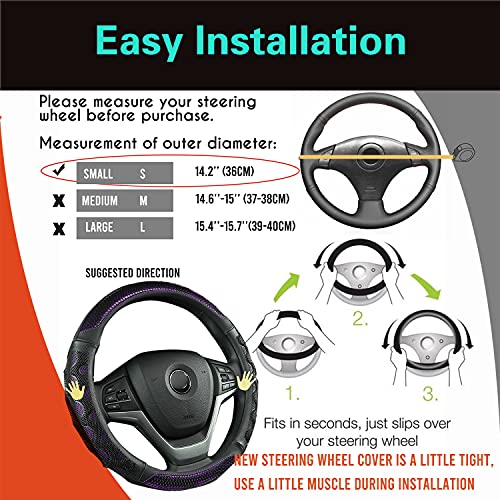 PINCTROT Small Size Steering Wheel Cover Great Grip with 3D Honeycomb Anti-Slip Design, 14 Inch (Purple) - color: 5.Purple, size: Small Size[14''-14 1/4'']