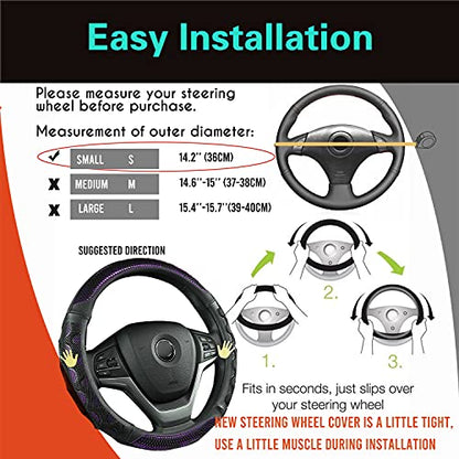 PINCTROT Small Size Steering Wheel Cover Great Grip with 3D Honeycomb Anti-Slip Design, 14 Inch (Purple) - color: 5.Purple, size: Small Size[14''-14 1/4'']