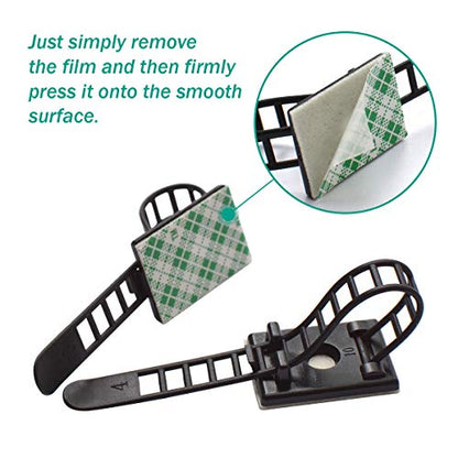 200 Pieces Cable Management Desk Wire Organizer Cable Ties Zip Ties Adhesive Cord Clips Cord Keeper Desk Wire Management - size: 200 Pieces