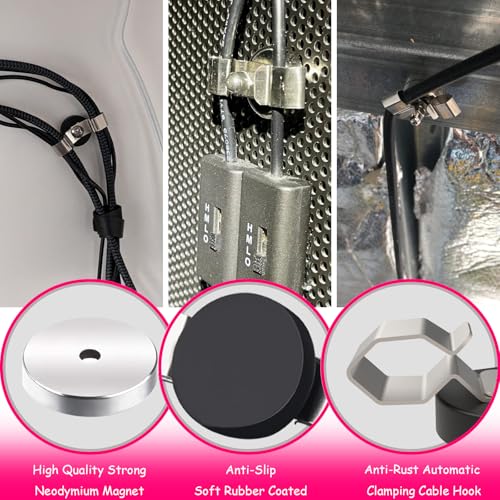 Heavy Duty Magnetic Cable Clips, Anti-Scratch Magnetic Cord Organizers, Anti-Slip Cable Clips Strong Magnet Cord Holder, Wire Holders for RV, Car, Garage, Office, Patio, Shelves 8 PCS - size: 22mm-4single+4doubble