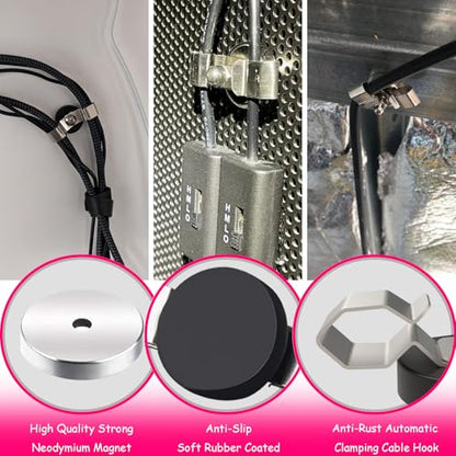 Heavy Duty Magnetic Cable Clips, Anti-Scratch Magnetic Cord Organizers, Anti-Slip Cable Clips Strong Magnet Cord Holder, Wire Holders for RV, Car, Garage, Office, Patio, Shelves 8 PCS - size: 22mm-4single+4doubble