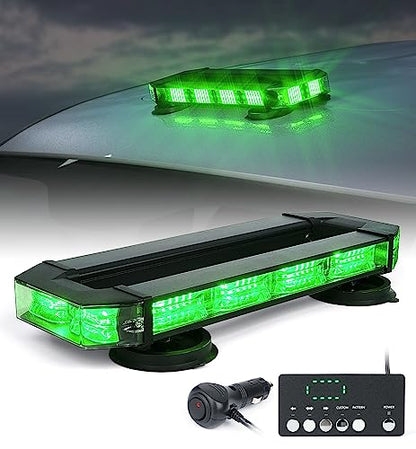 LUMENIX Rooftop Strobe Beacon Lights Bar Green LED Emergency Caution Traffic Lightbar with Heavy-Duty Magnetic Base Safety Warning Flashing Light for POV Law Enforcement Vehicles Tow Trucks Snowplow - color: Green
