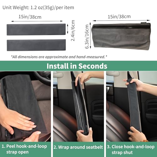 2PCS Car Seat Belt Cover Pad 15 Inch Long, Slim Car Seat Shoulder Strap Pads, Soft Velvet Fluffy Seatbelt Cushion Protect Neck &Shoulder, Thin Car Seatbelt Covers Pad Universal Fit Most Vehicles(Gray) - color: Gray-2PC