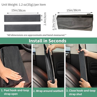 2PCS Car Seat Belt Cover Pad 15 Inch Long, Slim Car Seat Shoulder Strap Pads, Soft Velvet Fluffy Seatbelt Cushion Protect Neck &Shoulder, Thin Car Seatbelt Covers Pad Universal Fit Most Vehicles(Gray) - color: Gray-2PC