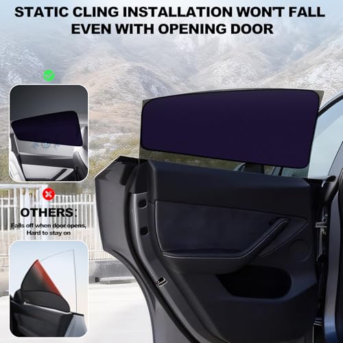 XCBYT Side Window Sunshade for Tesla Model Y 2020–2024 | Rear & Front Static Cling Side Window Covers, Semi-Transparent Privacy & UV Protection | Not for 2025–2026 Model Y Juniper - size: Model Y(2020-2024)-4PCS
