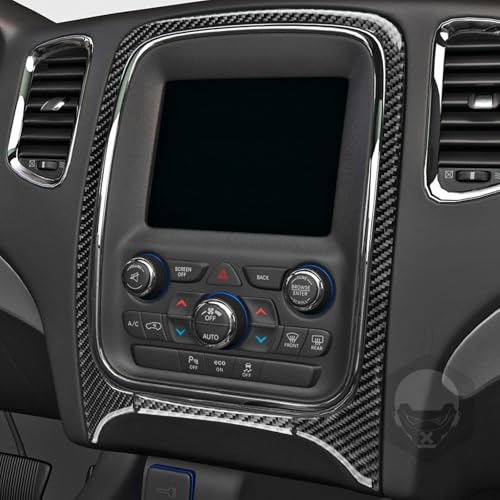 NVCNX Real Premium Carbon Fiber Accessories for Dodge Durango 2014-2020 2015 2016 2017 2018 2019 Car Dash Board Dashboard Infotainment System Panel Cover Interior Trim Sticker Decal 2PCs - color: 2014-2020 Dash Infotainment System Panel Trim