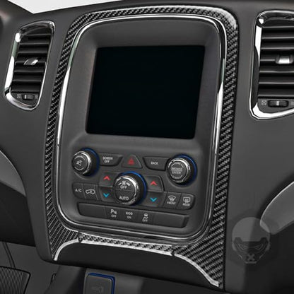 NVCNX Real Premium Carbon Fiber Accessories for Dodge Durango 2014-2020 2015 2016 2017 2018 2019 Car Dash Board Dashboard Infotainment System Panel Cover Interior Trim Sticker Decal 2PCs - color: 2014-2020 Dash Infotainment System Panel Trim