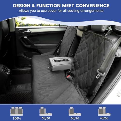 ALLANSING XL Back Seat Cover for Full-Size Trucks/SUVs Rear Split Bench, Heavy Duty 900D Waterproof Non-Slip Car Seat Protector for Messy Kids & Drooling Dogs, Easy Clean (Black) - size: X-Large-60"W
