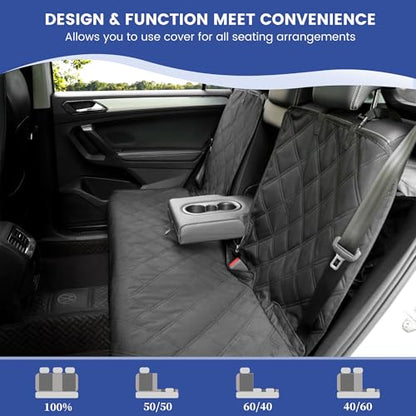 ALLANSING Back Seat Cover for Large SUVs/Trucks Rear Split Bench - Heavy-Duty 900D Waterproof Non-Slip Car Seat Protector for Messy Kids & Drooling Dogs, Easy Clean(Black) - size: Large-56"w