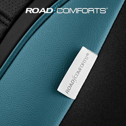 Road Comforts Leather Seat Covers, Breathable Car Seat Covers Front Seat for Men,Airbag Compatible, Automotive Seat Covers Set Universal Fit Most Cars,Vans,Truck,SUV - color: Blue Front