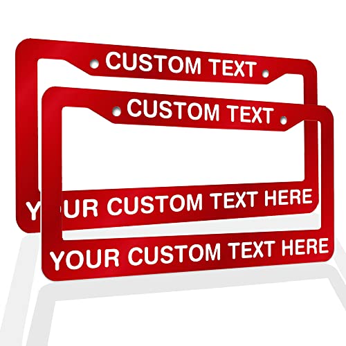 Your Custom Text Plate Frame Custom Personalized Text License Plate Frame Custom Funny License Plate Holder Custom Funny License Plate Holder - Red - color: red, size: Two frames