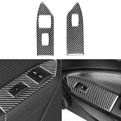 Car Decals Accessories Decoration Carbon Fiber Window Lift Switch Panel Cover Compatible with Ford Mustang GT Shelby 2005 2006 2007 2008 2009 Interior Trim Stickers - color: Lift Typeb-black
