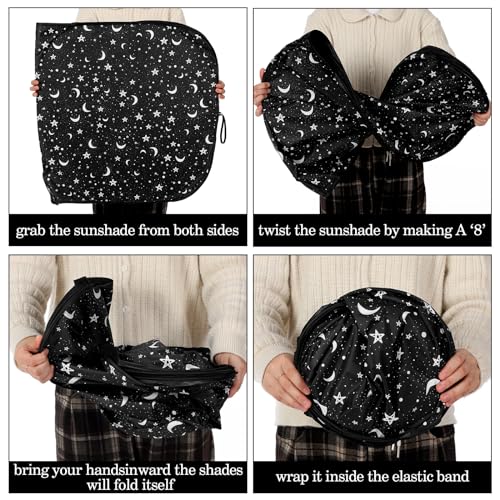 Woanger Windshield Sun Shade Foldable Car Front Window Covers for Car Accessories Sun Heat UV Rays Visor Protector Protection for Universal Cars SUV Truck (Starry Night) - style: Starry Night