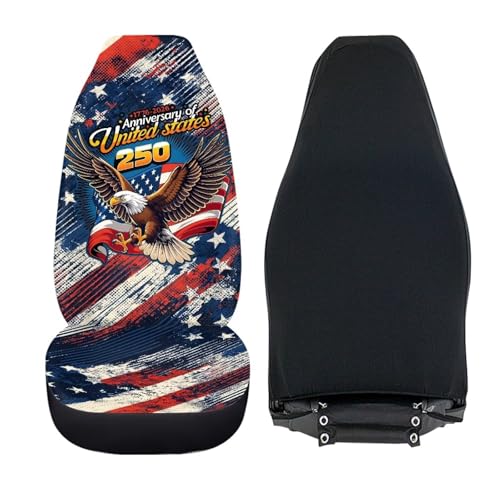 250th Anniversary of United States Car Front Seat Covers Patriotic Car Seat Cover Protector Front Seats Removable Automotive Accessories Suitable for Cars,SUV,Sedan - color: 250th Anniversary of United States