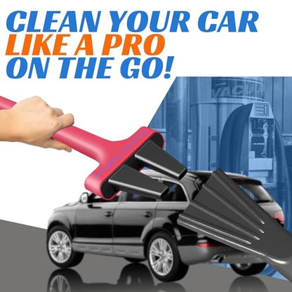 Vacuum Detail Attachment Tool | All-in-One Deepcleaning Crevice Cleaner/ Ice Scraper | The Best Car Accessories & Essentials | Wet & Dry Car Detailing Kit | Truck, Auto, & RV Cleaning Supplies (Red) - color: Red