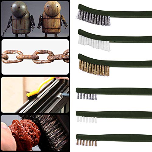 FineGood Wire Brush Set for Car Detailing - 9 PCS Cleaning Kit with 3 Brass, 3 Steel, 3 Nylon Brushes